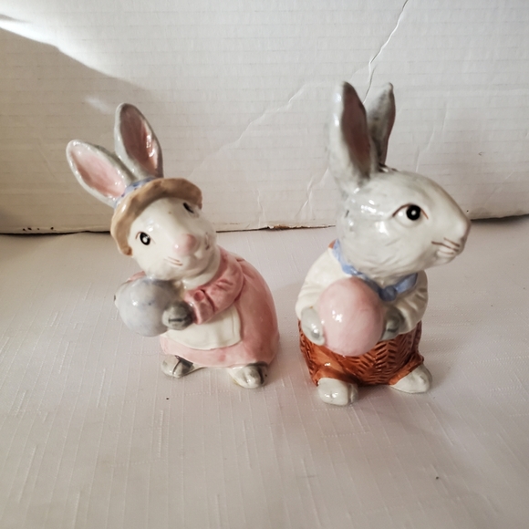 Fitz & Floyd Basket Weave Ceramic Egg Serving Dish Salt & Pepper Shakers Set - Picture 13 of 16